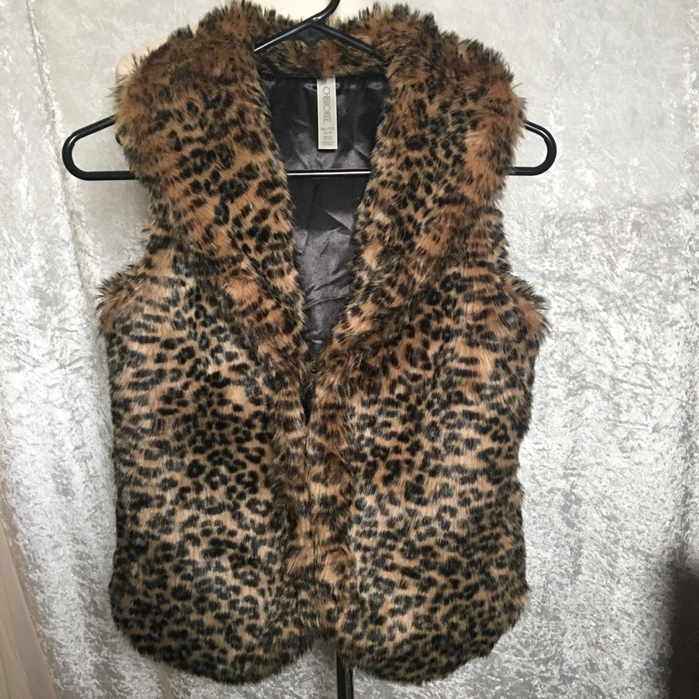 Faux fur Cherokee | Girls Animal Print Vest | XL/TG 16/18 youth size